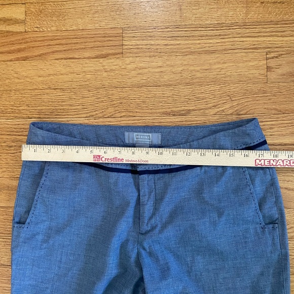 Merona Pants Women’s 12 Heather Blue Stitch detail Pockets Trouser Dress Pant - Picture 9 of 12